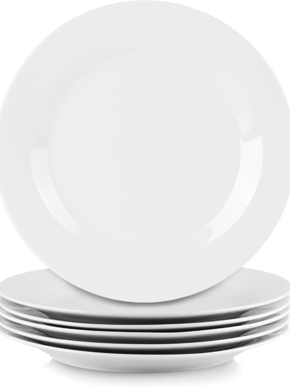 Elegant White Round Dinner Plates Set of 6 - 10.5" Perfect for Dining